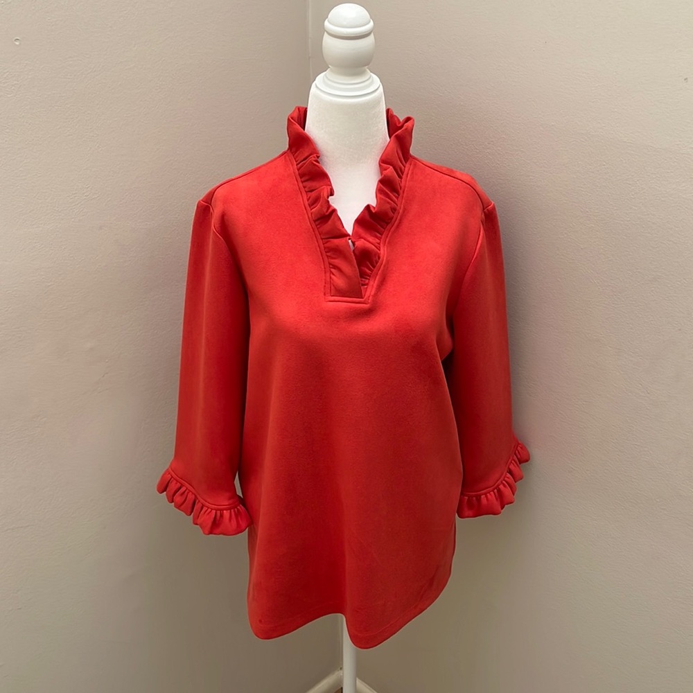 NWT- JUDE CONNALLY Faux Suede “Cora” Top in Tangerine